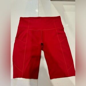 Lululemon Fast & Free high rise bike short; red; women’s size 6; 10” inseam